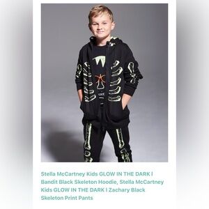 Stella McCartney Kids Glow in the Dark Bandit Black Skeleton Hoodie Size 6 Years